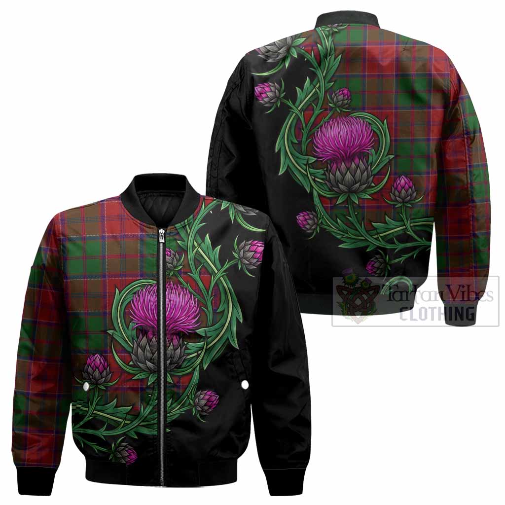 Grant Tartan Bomber Jacket Resilient Scottish Thistle - Tartan Vibes Clothing