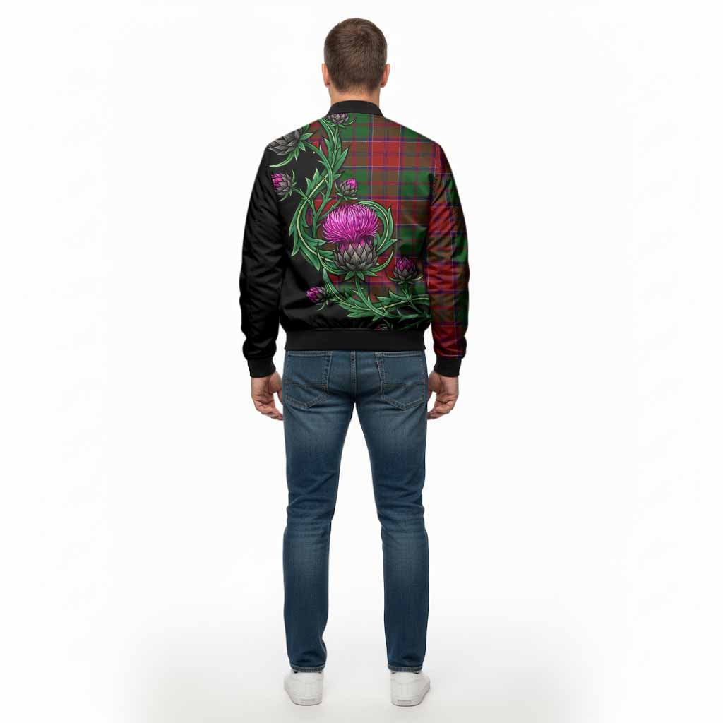 Grant Tartan Bomber Jacket Resilient Scottish Thistle - Tartan Vibes Clothing