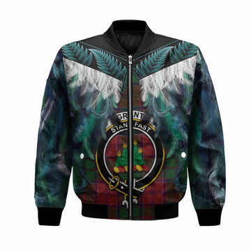 Grant Tartan Crest Bomber Jacket New Zealand Maori Korowai Cloak