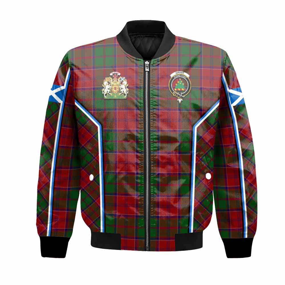 Grant Tartan Crest Bomber Jacket Scotland Coat of Arm Flag Style - Tartan Vibes Clothing