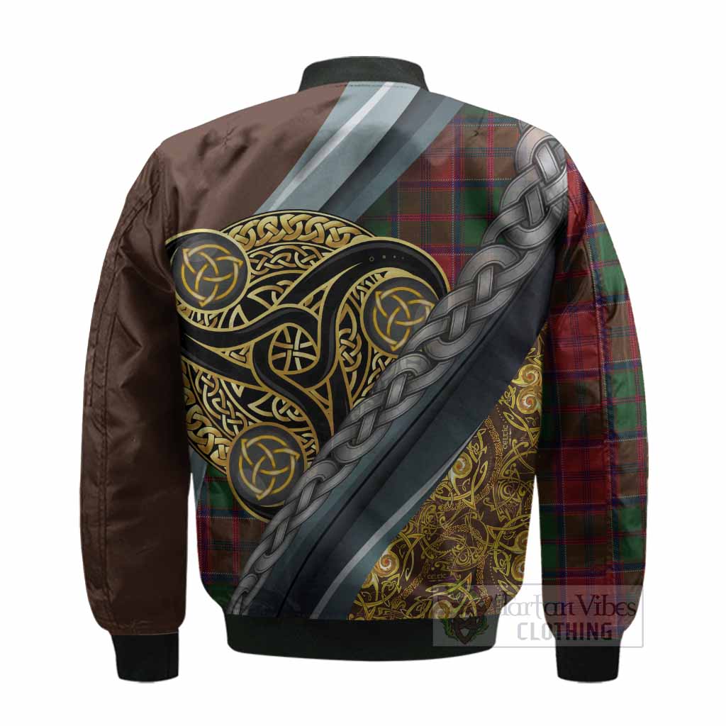 Grant Tartan Crest Bomber Jacket Scottish Triskele Celtic