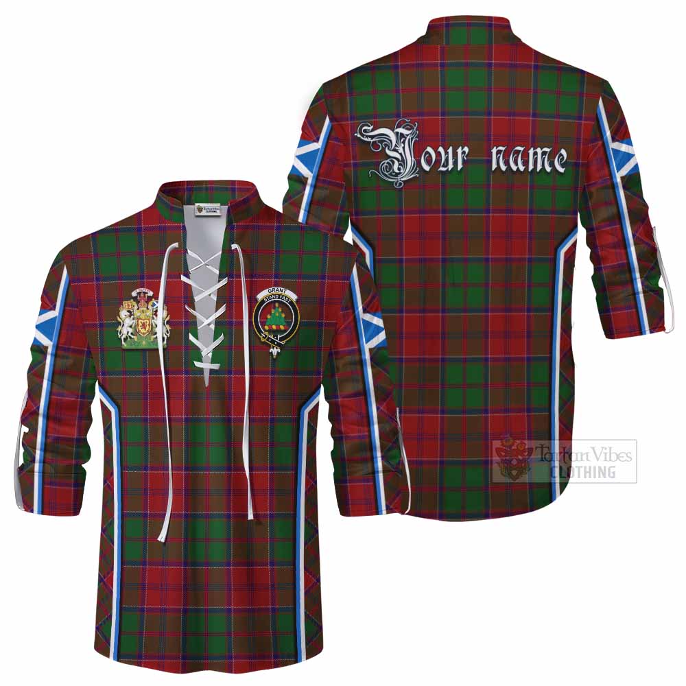 Grant Tartan Crest Ghillie Kilt Shirt Scotland Coat of Arm Flag Style - Tartan Vibes Clothing