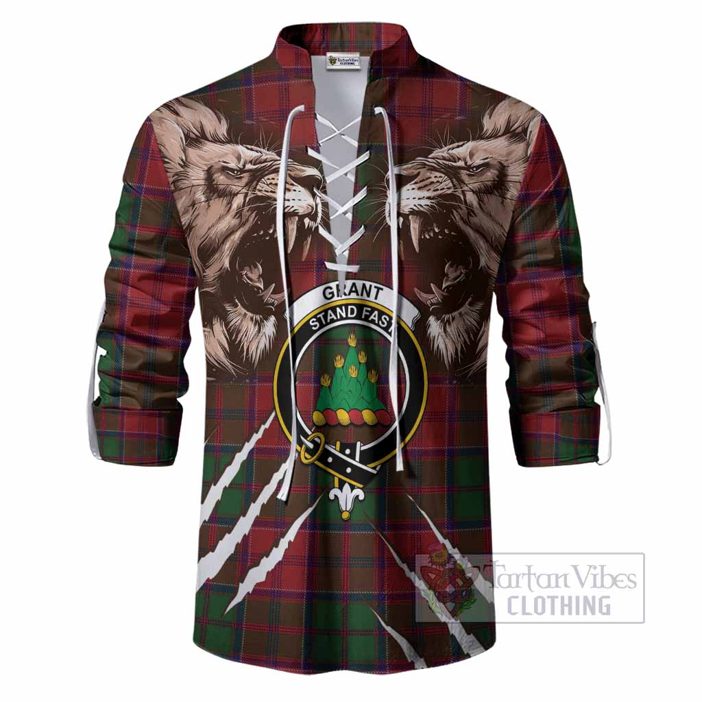 Grant Tartan Crest Ghillie Shirt Ferocious Lion Style