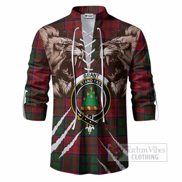 Grant Tartan Crest Ghillie Shirt Ferocious Lion Style