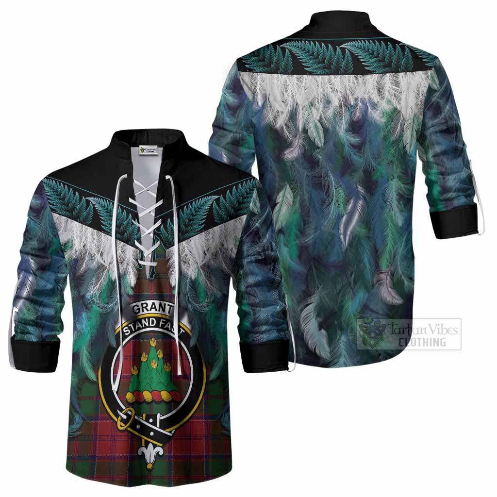Grant Tartan Crest Ghillie Shirt New Zealand Maori Korowai Cloak