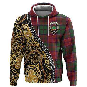 Grant Tartan Crest Hoodie Celtic Knot and Triple Trickle Spiral Symbols