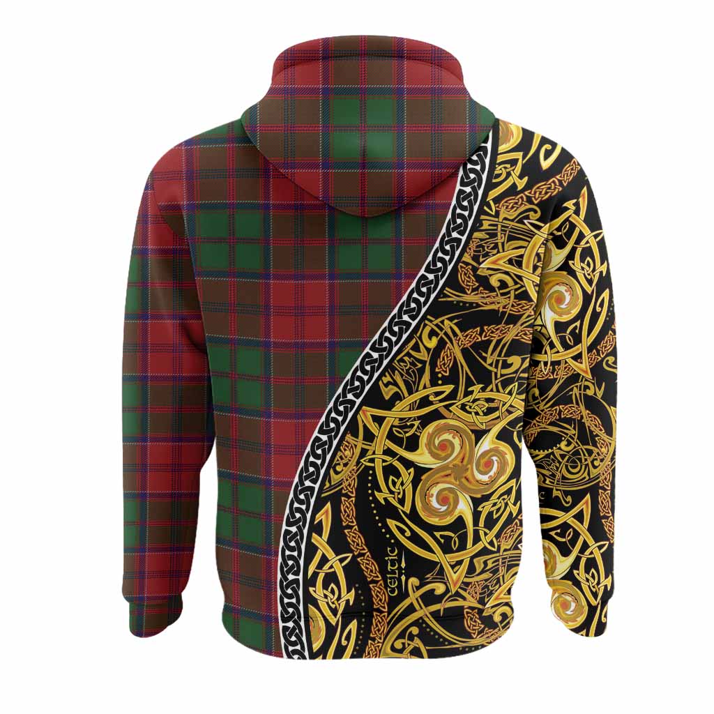 Grant Tartan Crest Hoodie Celtic Knot and Triple Trickle Spiral Symbols