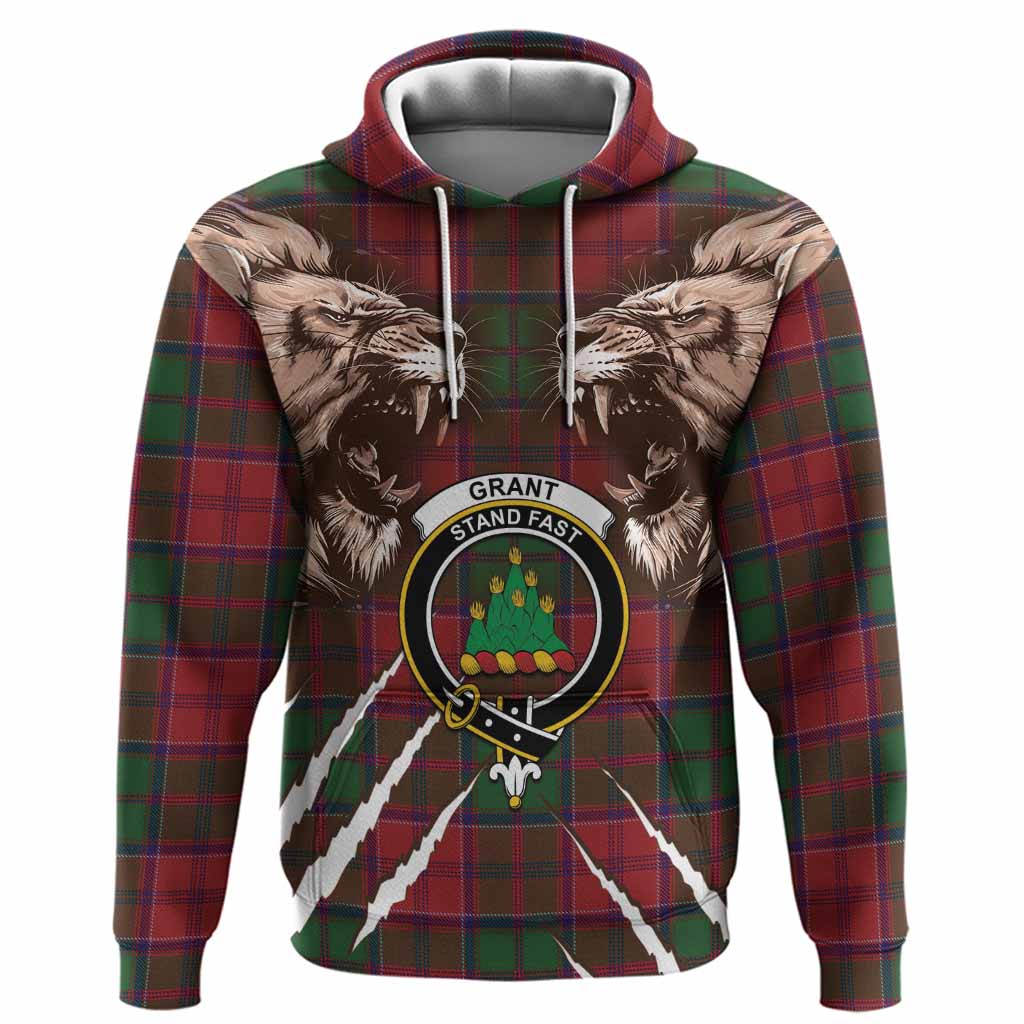 Grant Tartan Crest Hoodie Ferocious Lion Style