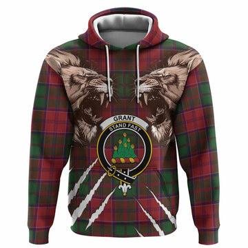 Grant Tartan Crest Hoodie Ferocious Lion Style
