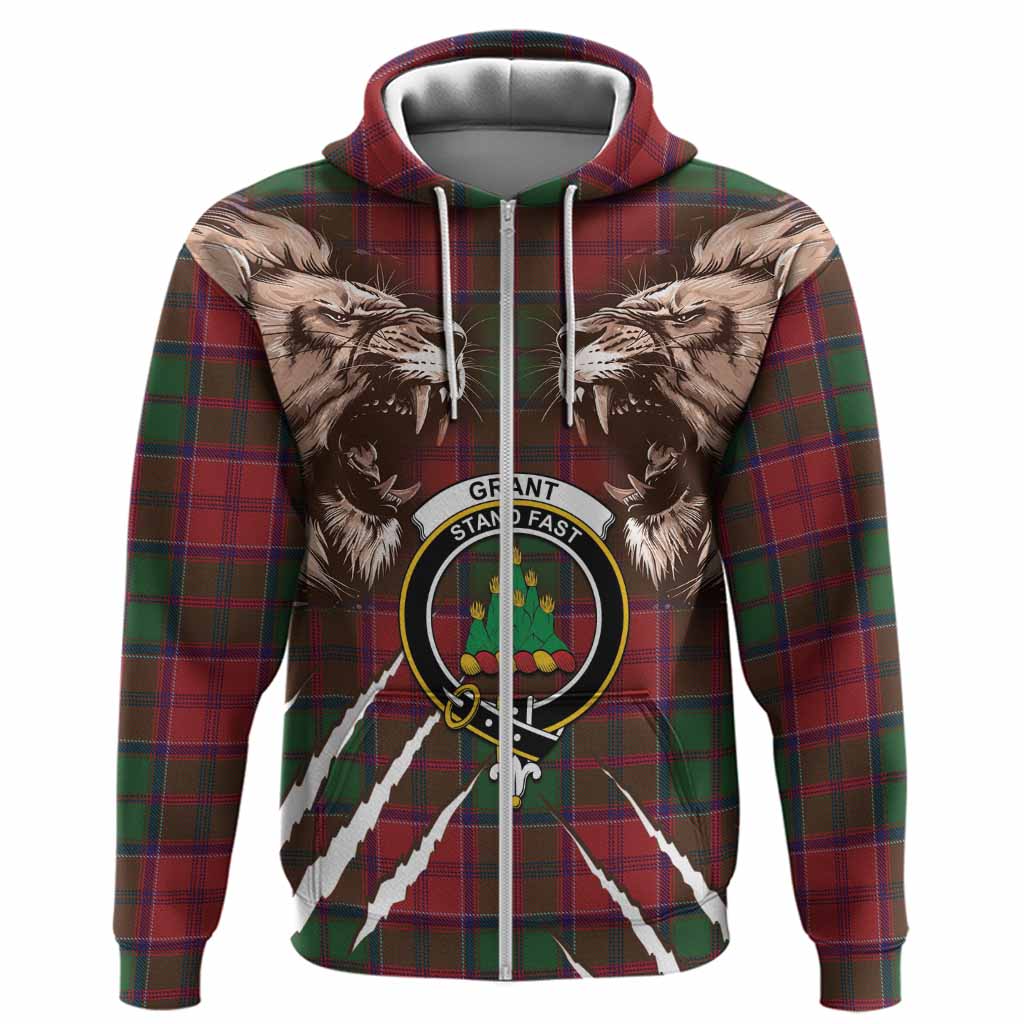 Grant Tartan Crest Hoodie Ferocious Lion Style