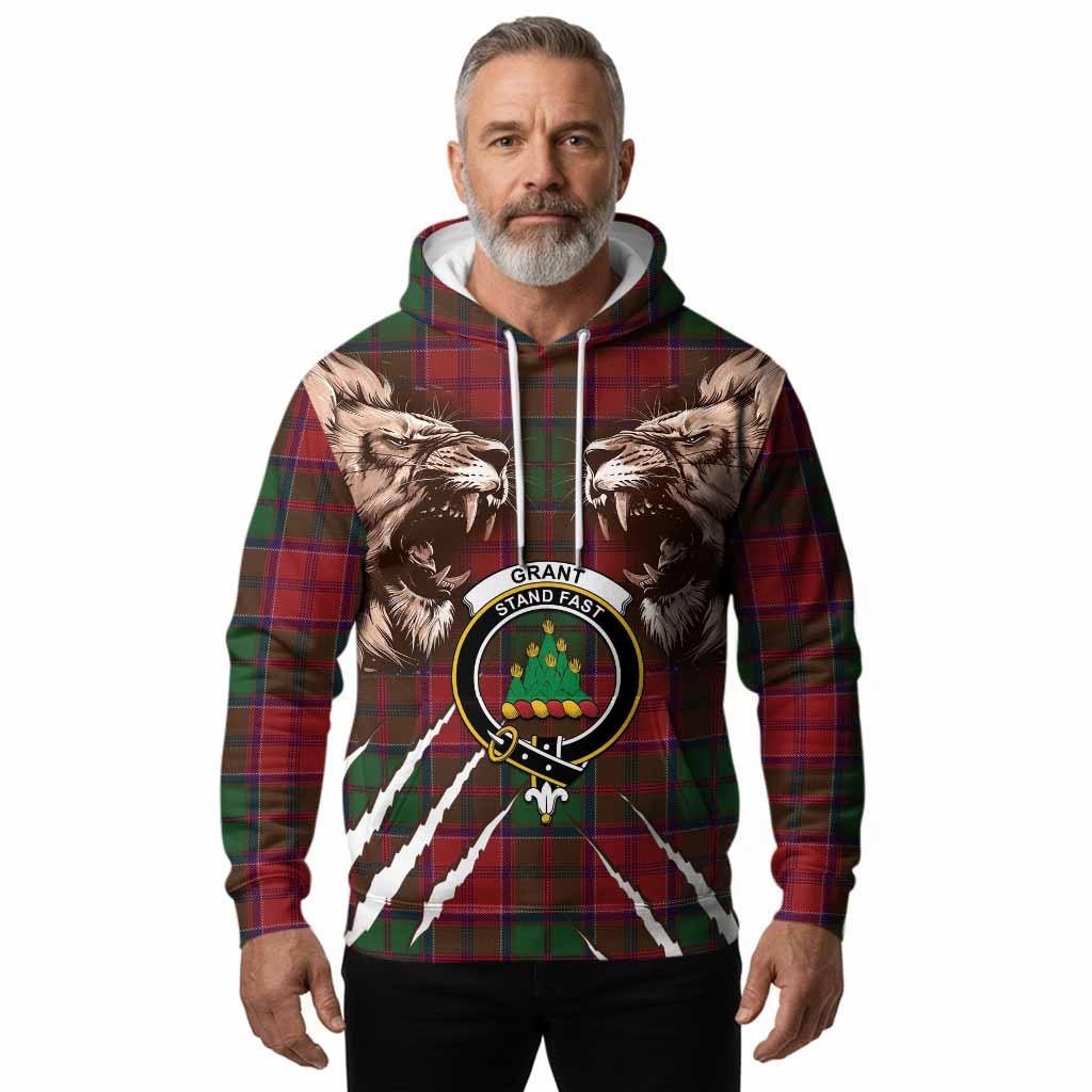 Grant Tartan Crest Hoodie Ferocious Lion Style