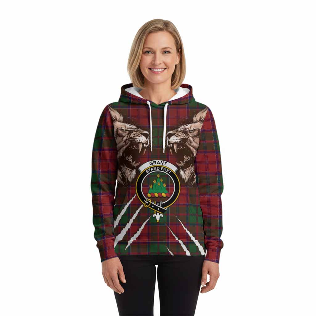 Grant Tartan Crest Hoodie Ferocious Lion Style
