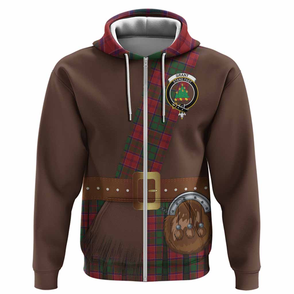 Grant Tartan Crest Hoodie Kilt Costume Style