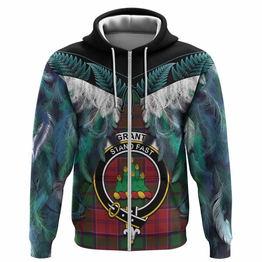Grant Tartan Crest Hoodie New Zealand Maori Korowai Cloak