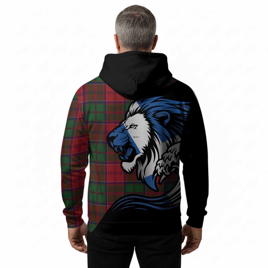 Grant Tartan Crest Hoodie Scottish Golden Lions Wave Flow