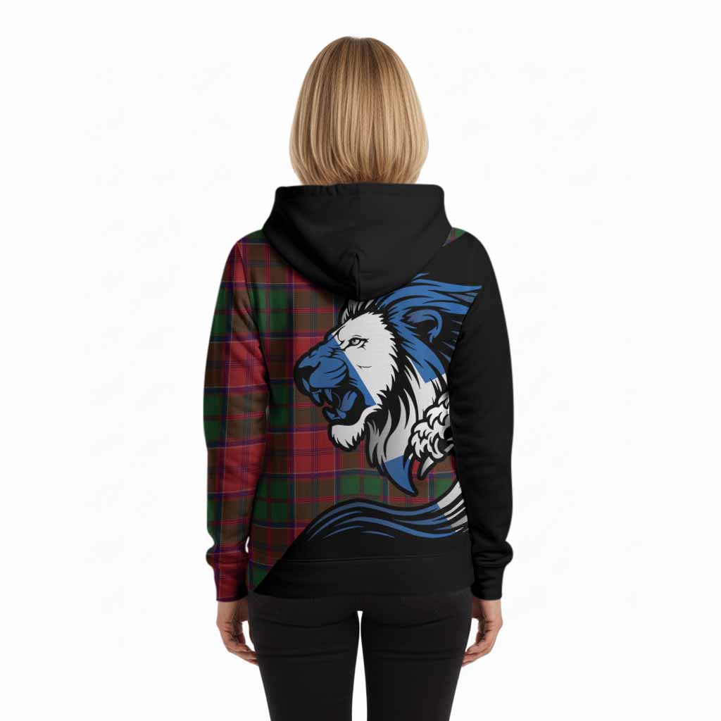 Grant Tartan Crest Hoodie Scottish Golden Lions Wave Flow