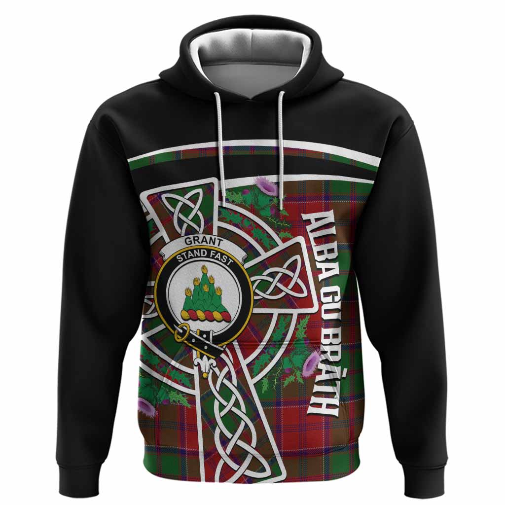 Grant Tartan Crest Hoodie Scottish Thistle Celtic Cross Alba Gu Brath