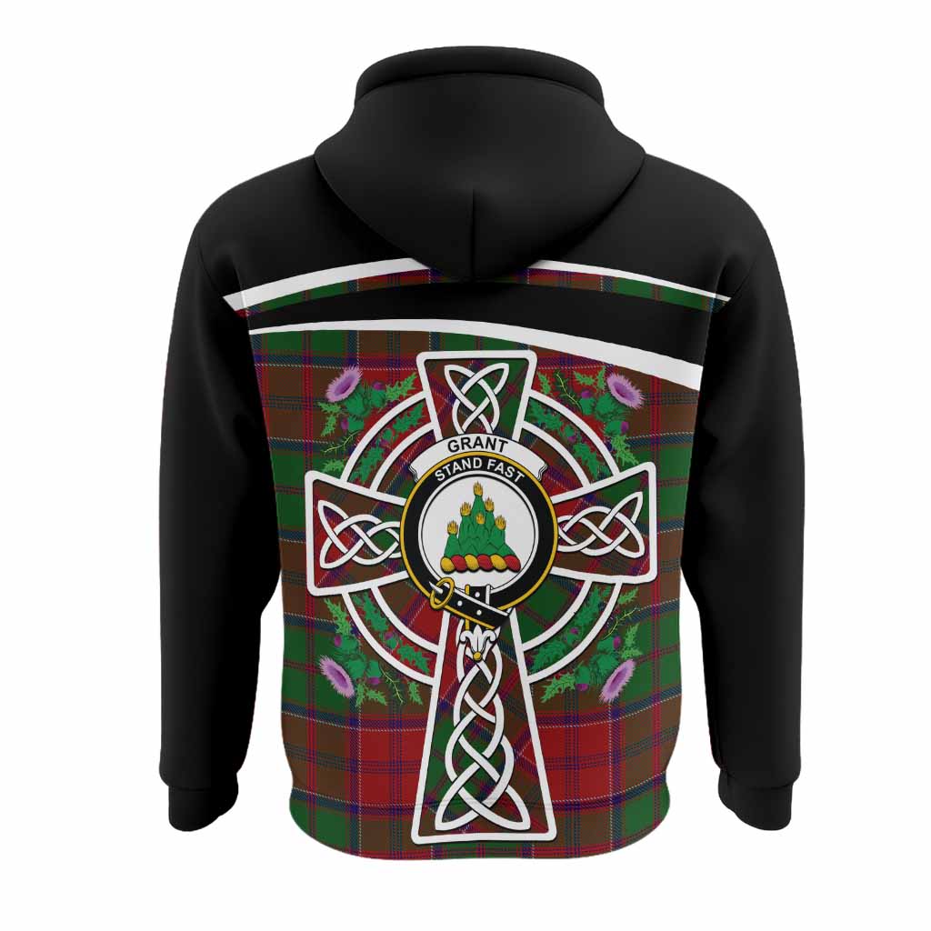 Grant Tartan Crest Hoodie Scottish Thistle Celtic Cross Alba Gu Brath
