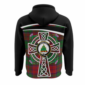 Grant Tartan Crest Hoodie Scottish Thistle Celtic Cross Alba Gu Brath