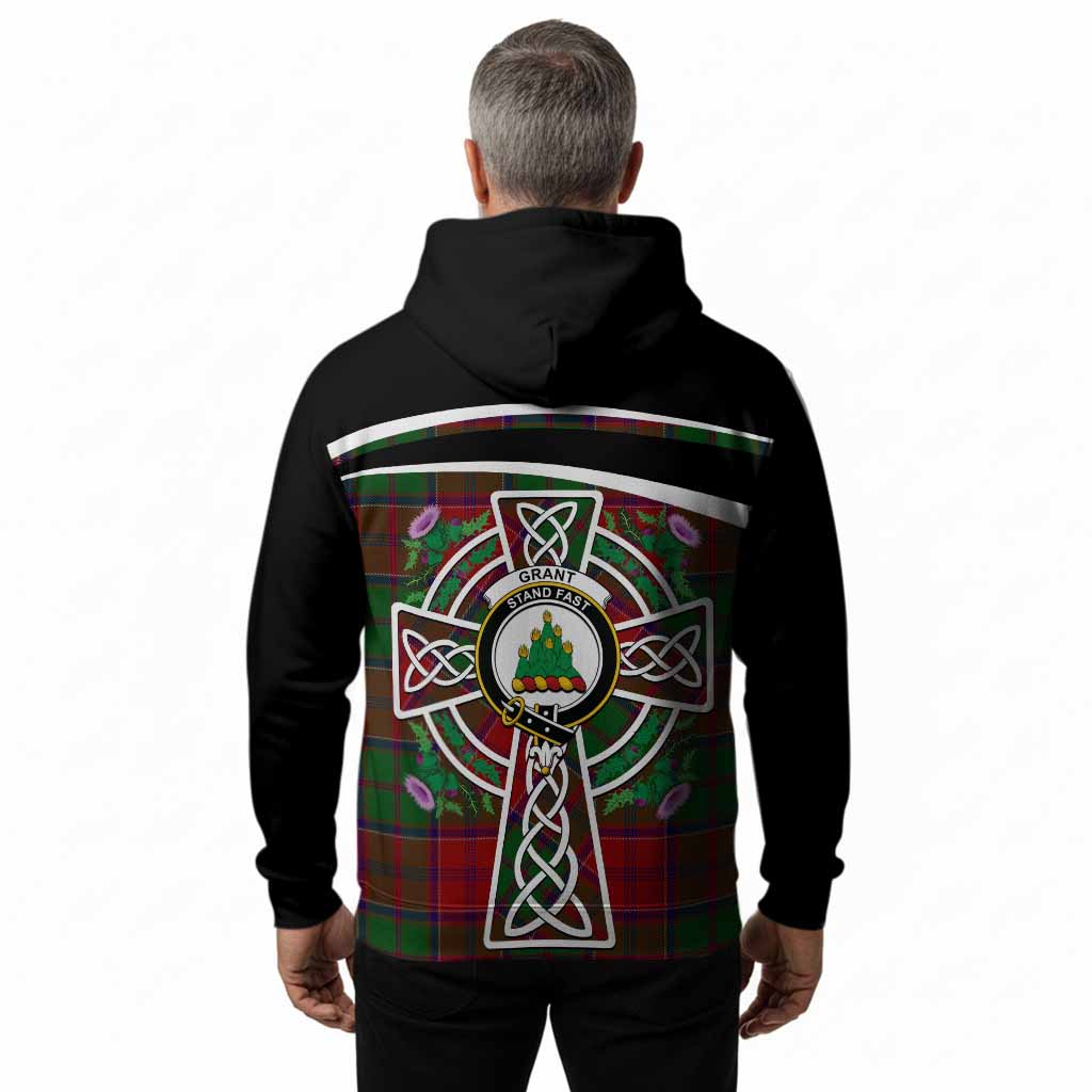 Grant Tartan Crest Hoodie Scottish Thistle Celtic Cross Alba Gu Brath