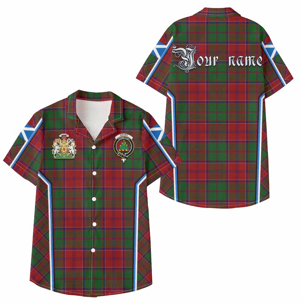 Grant Tartan Crest Kid Hawaiian Shirt Scotland Coat of Arm Flag Style - Tartan Vibes Clothing