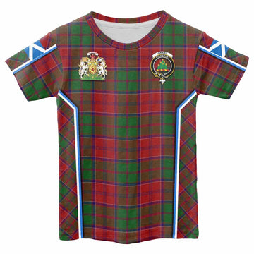 Grant Tartan Crest Kid T-shirt Scotland Coat of Arm Flag Style - Tartan Vibes Clothing