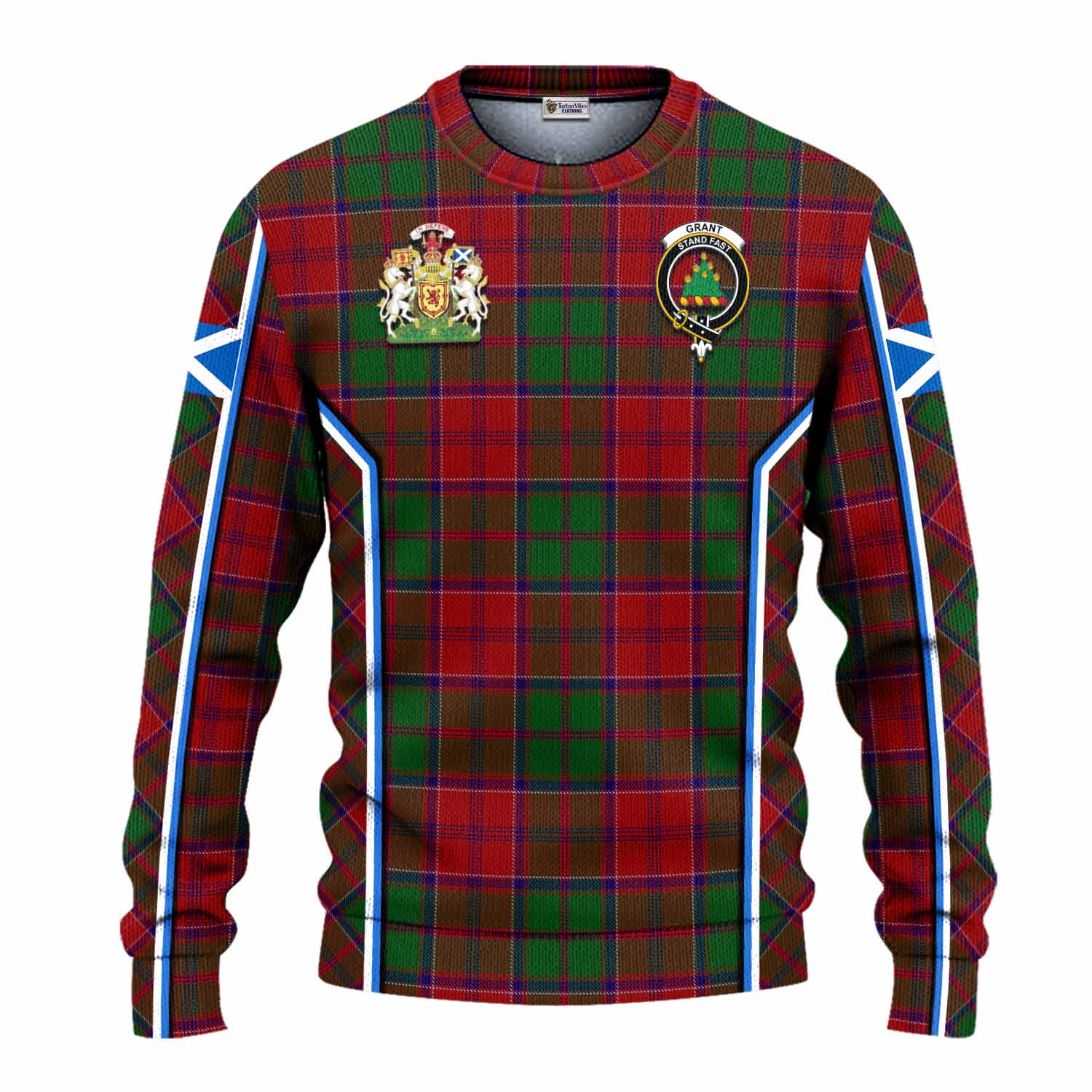 Grant Tartan Crest Knitted Sweater Scotland Coat of Arm Flag Style - Tartan Vibes Clothing