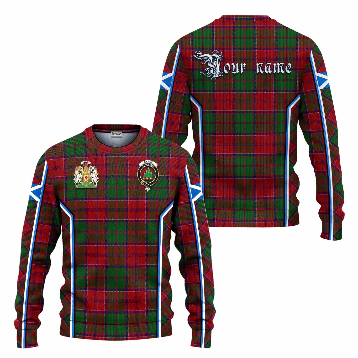 Grant Tartan Crest Knitted Sweater Scotland Coat of Arm Flag Style - Tartan Vibes Clothing