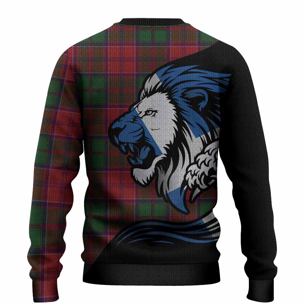 Grant Tartan Crest Knitted Sweater Scottish Golden Lions Wave Flow