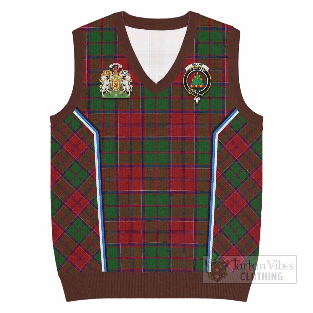 Grant Tartan Crest Knitted V-Neck Vest Scotland Coat of Arm Flag Style - Tartan Vibes Clothing
