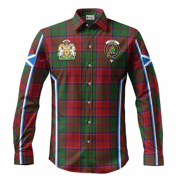 Grant Tartan Crest Long Sleeve Button Shirts Scotland Coat of Arm Flag Style