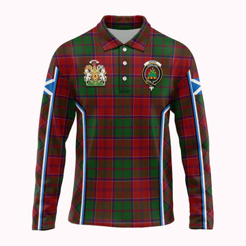 Grant Tartan Crest Long Sleeve Polo Shirt Scotland Coat of Arm Flag Style