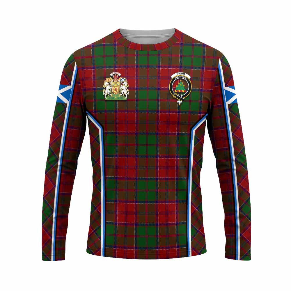 Grant Tartan Crest Long Sleeve T-Shirt Scotland Coat of Arm Flag Style - Tartan Vibes Clothing