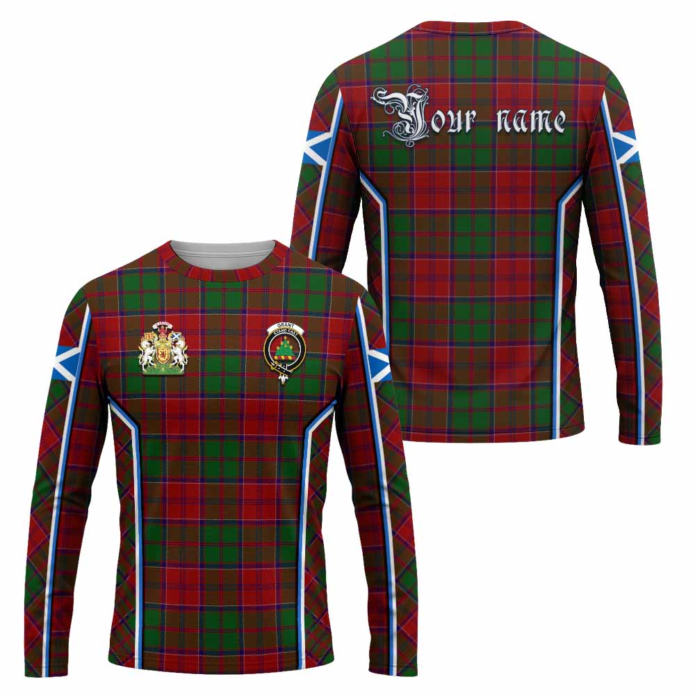 Grant Tartan Crest Long Sleeve T-Shirt Scotland Coat of Arm Flag Style - Tartan Vibes Clothing