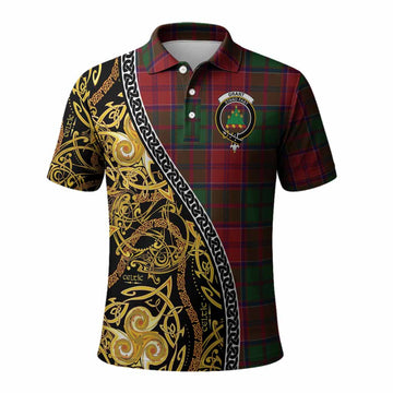 Grant Tartan Crest Polo Shirt Celtic Knot and Triple Trickle Spiral Symbols