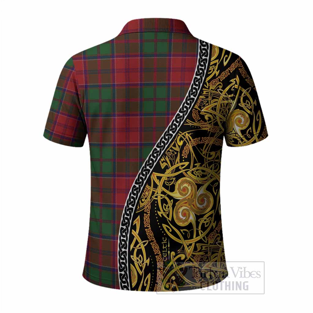 Grant Tartan Crest Polo Shirt Celtic Knot and Triple Trickle Spiral Symbols