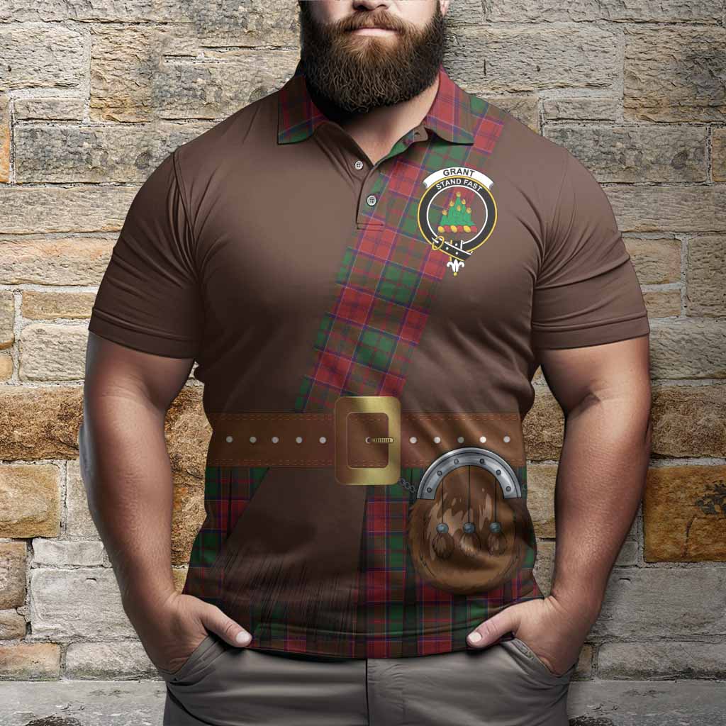 Grant Tartan Crest Polo Shirt Kilt Costume Style