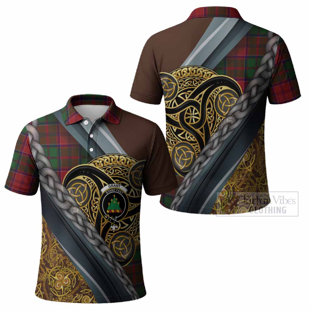 Grant Tartan Crest Polo Shirt Scottish Triskele Celtic