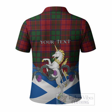 Grant Tartan Crest Polo Shirt Scottish Unicorn With Thistle