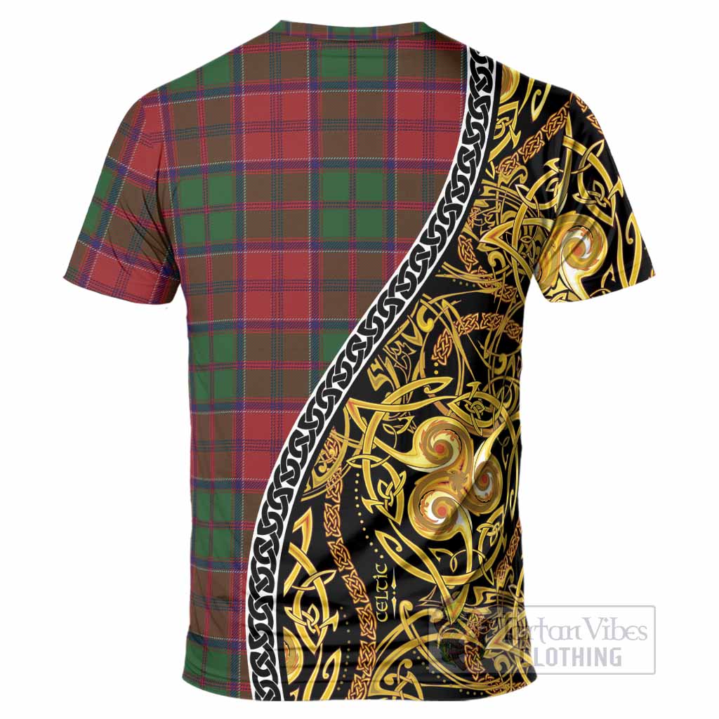 Grant Tartan Crest T-Shirt Celtic Knot and Triple Trickle Spiral Symbols