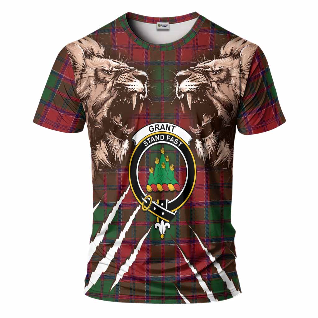 Grant Tartan Crest T-Shirt Ferocious Lion Style