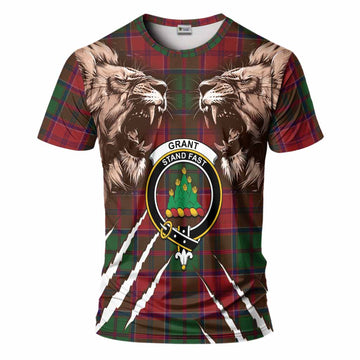 Grant Tartan Crest T-Shirt Ferocious Lion Style
