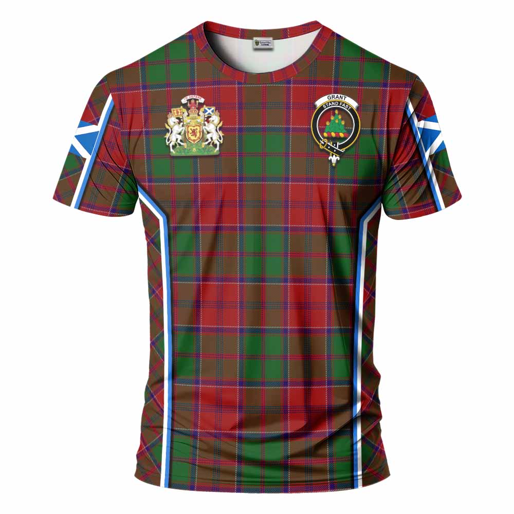 Grant Tartan Crest T-shirt Scotland Coat of Arm Flag Style - Tartan Vibes Clothing