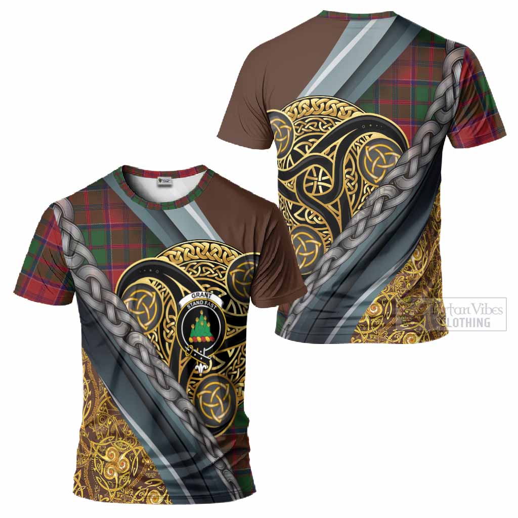 Grant Tartan Crest T-Shirt Scottish Triskele Celtic
