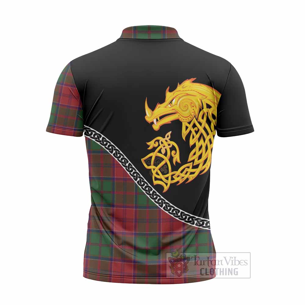 Grant Tartan Crest Zipper Polo Shirt Legendary Dragon Knot Half Style
