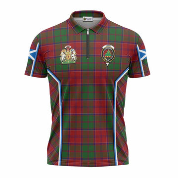 Grant Tartan Crest Zipper Polo Shirt Scotland Coat of Arm Flag Style - Tartan Vibes Clothing