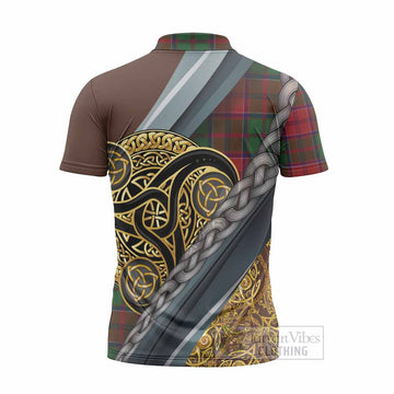 Grant Tartan Crest Zipper Polo Shirt Scottish Triskele Celtic