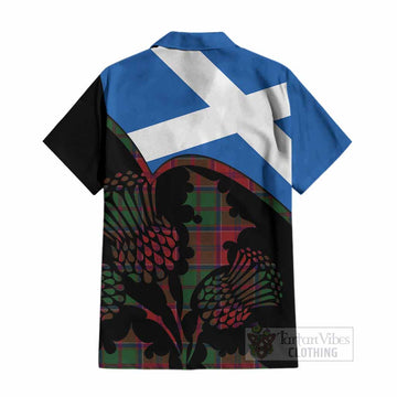 Grant Tartan Family Crest Cotton Hawaiian Shirt Scotland Thistle Floral Flag Style