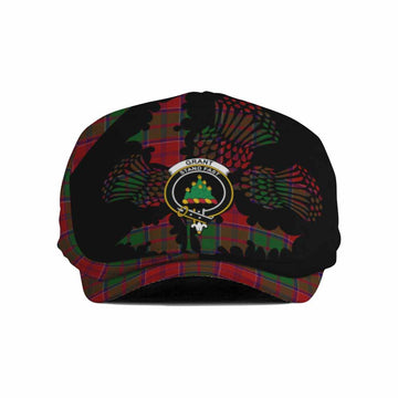 Grant Tartan Family Crest Flat Cap, Jeff Cap Scotland Thistle Floral