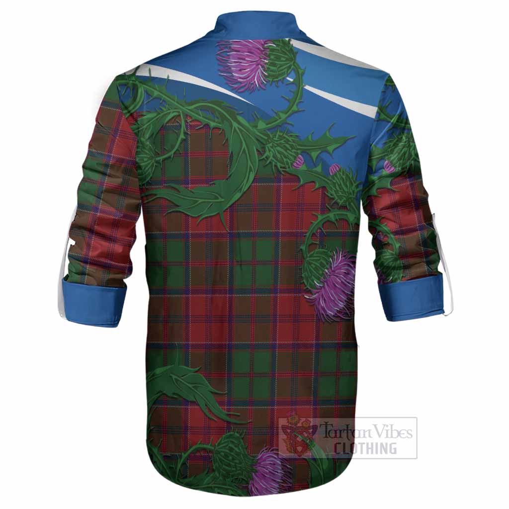 Grant Tartan Family Crest Ghillie Shirt Thistle in Minimalism